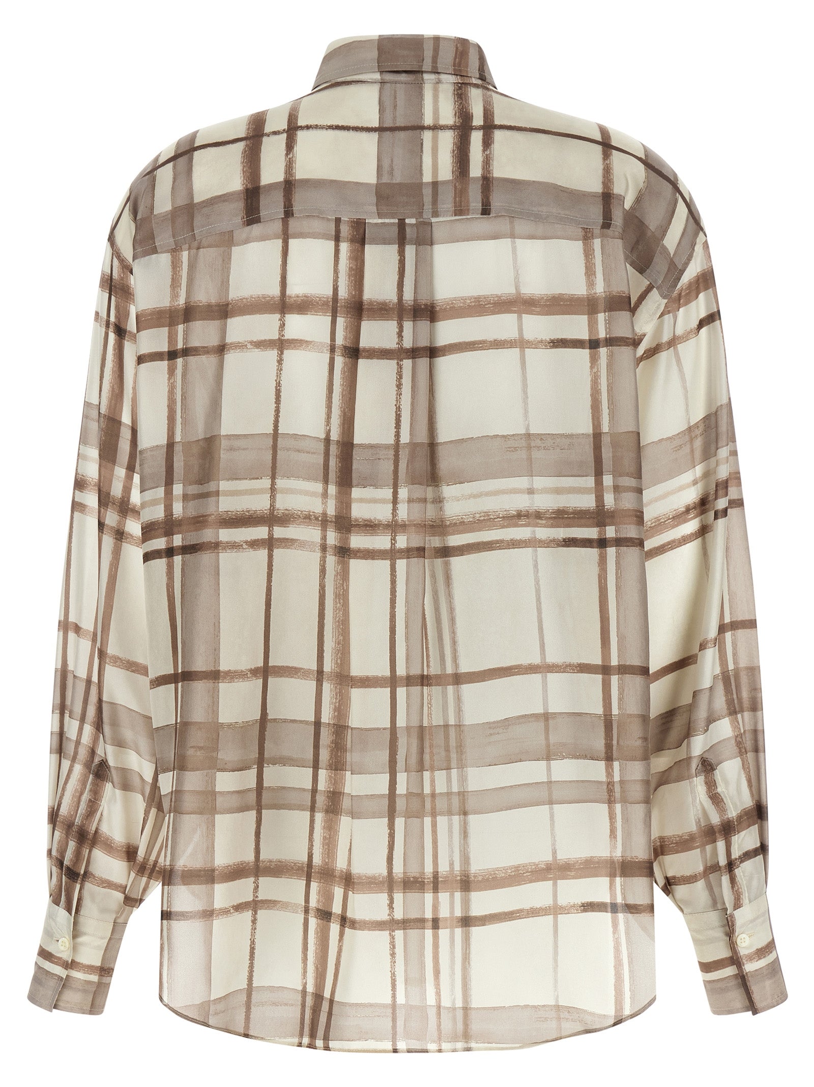 Blouse by Brunello Cucinelli for women in silk beige & patterned features an polished silhouette, showcasing a sophisticated and detail for a truly polished finish.