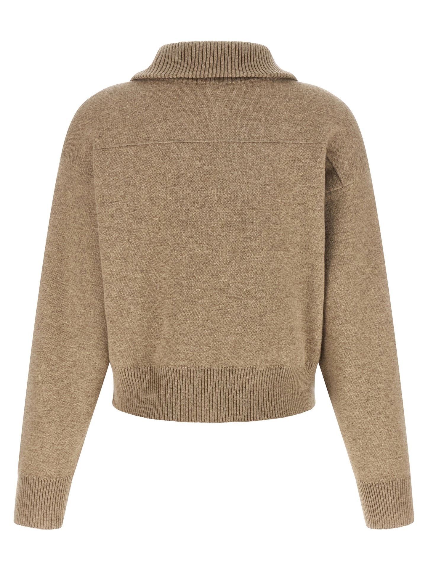 Cardigan by Brunello Cucinelli for women in polyamide & cashmere beige features an crisp silhouette, showcasing a sophisticated high-neck neckline and detail for a truly crisp finish.
