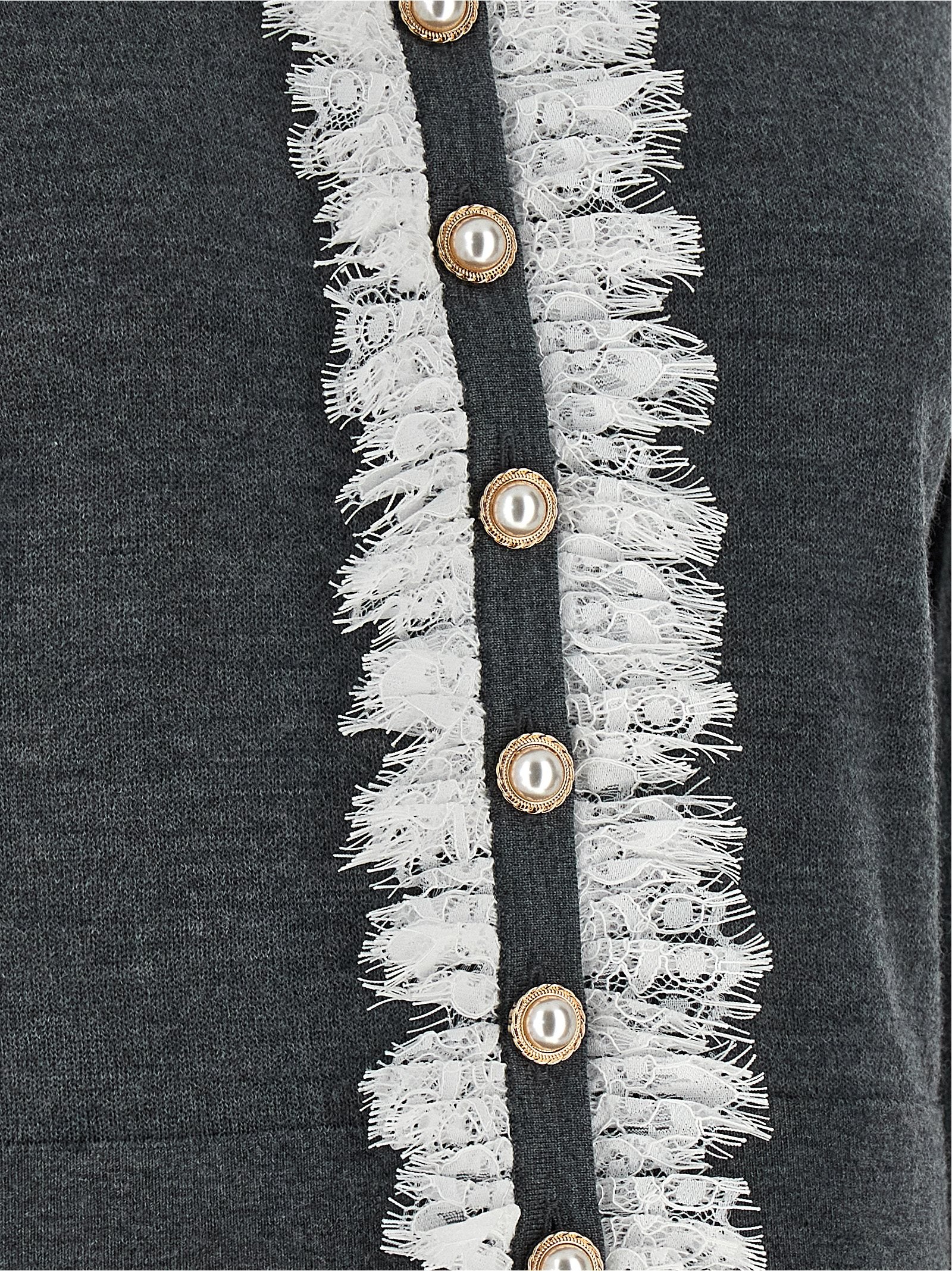 Cardigan by Self-Portrait for women in wool gray features a dramatic silhouette, showcasing a sophisticated and dramatic detail for a timeless, premium look.