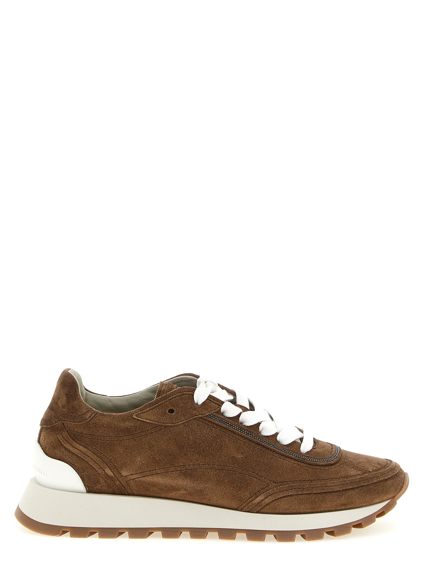Sneakers by Brunello Cucinelli for women in suede calfskin leather brown features an versatile design from the Monile Women's Low Top Suede Calfskin Leather Sneakers collection, highlighting a versatile low-top style for a premium, high-fashion look.