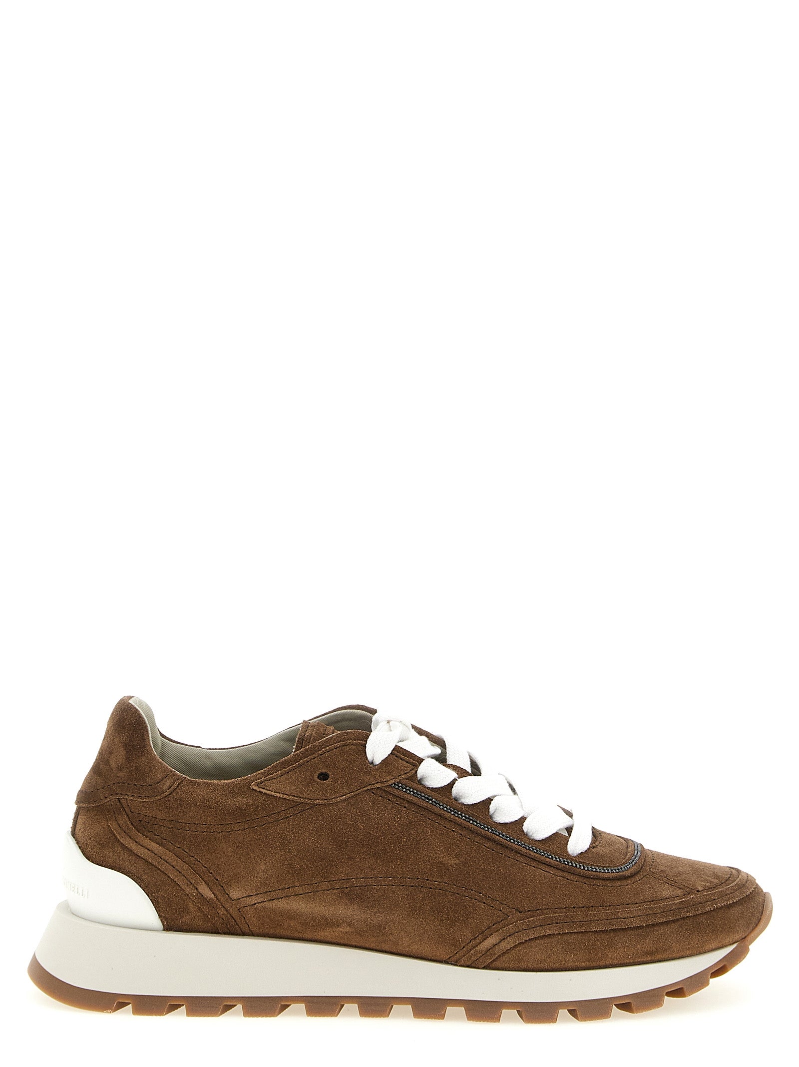 Sneakers by Brunello Cucinelli for women in suede calfskin leather brown features an versatile design from the Monile Women's Low Top Suede Calfskin Leather Sneakers collection, highlighting a versatile low-top style for a premium, high-fashion look.