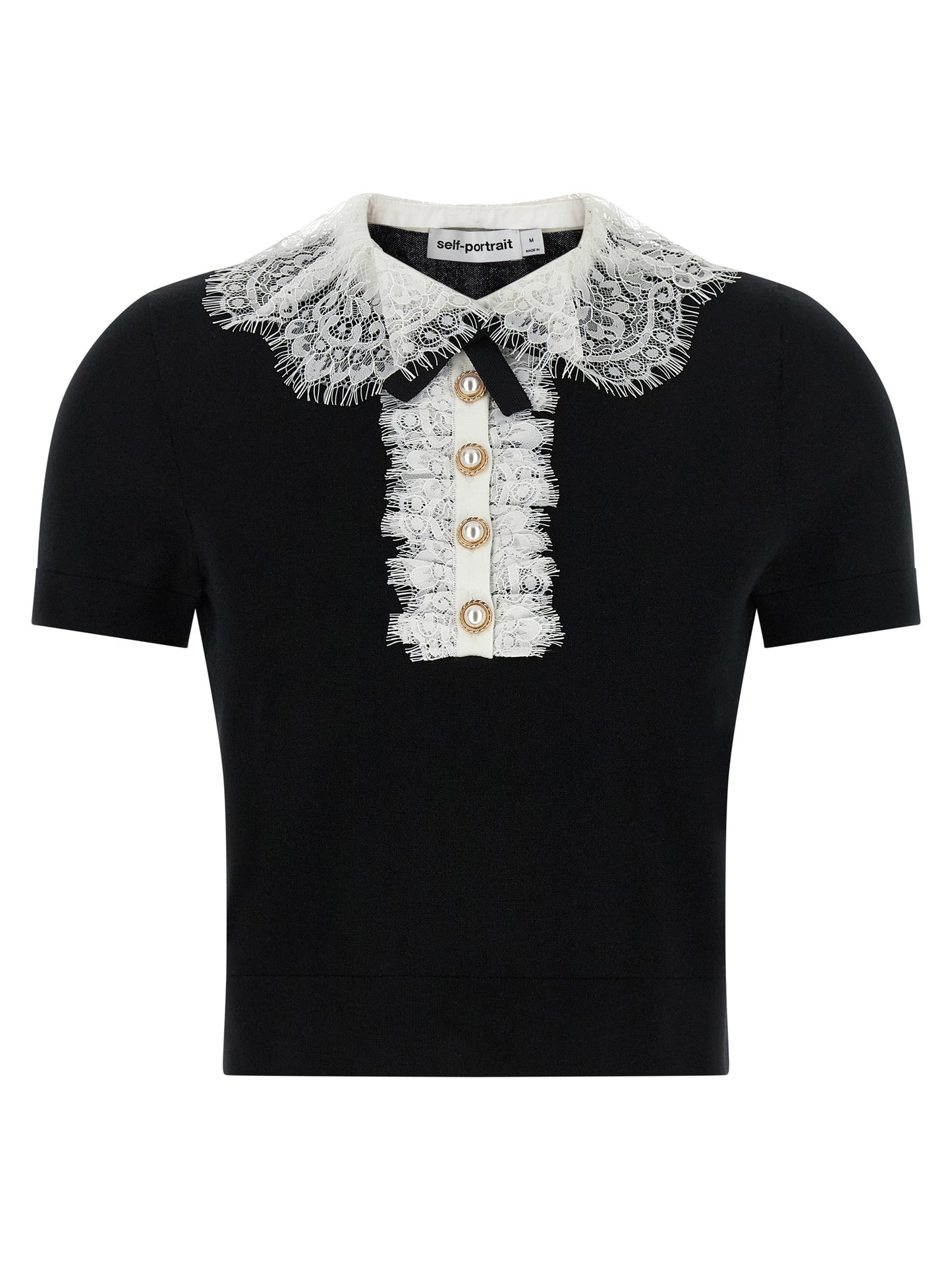 Blouse by Self-Portrait for women in wool bicolour, black & white showcases a sublime silhouette, artfully detailed with a sublime and for a sophisticated, sublime finish.