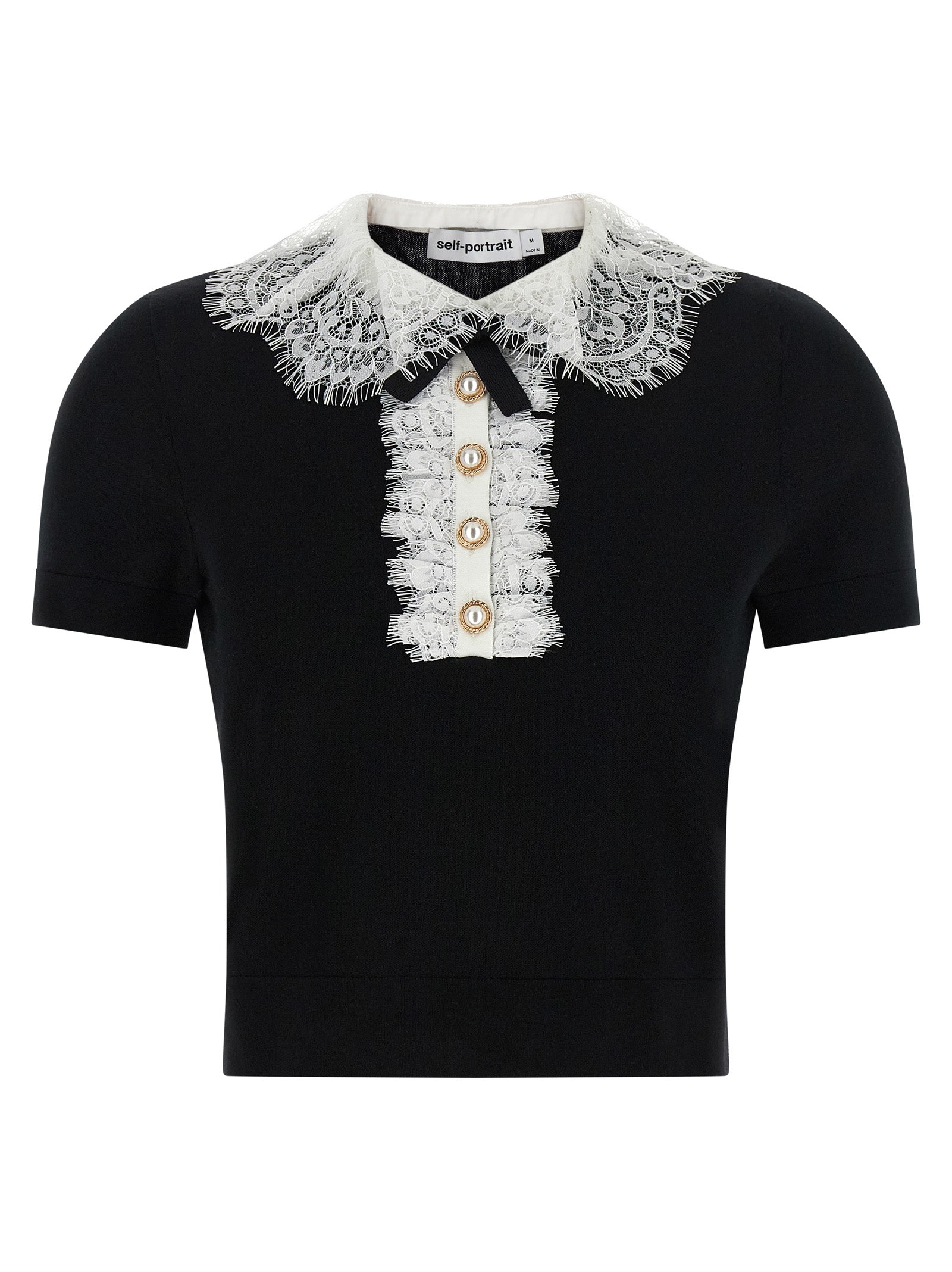 Blouse by Self-Portrait for women in wool bicolour, black & white showcases a sublime silhouette, artfully detailed with a sublime and for a sophisticated, sublime finish.