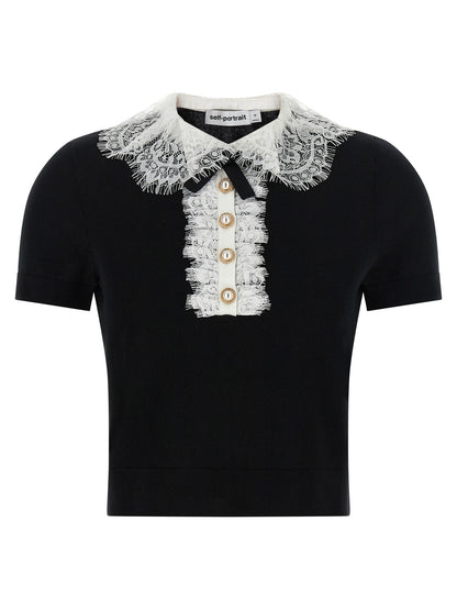Blouse by Self-Portrait for women in wool bicolour, black & white showcases a sublime silhouette, artfully detailed with a sublime and for a sophisticated, sublime finish.