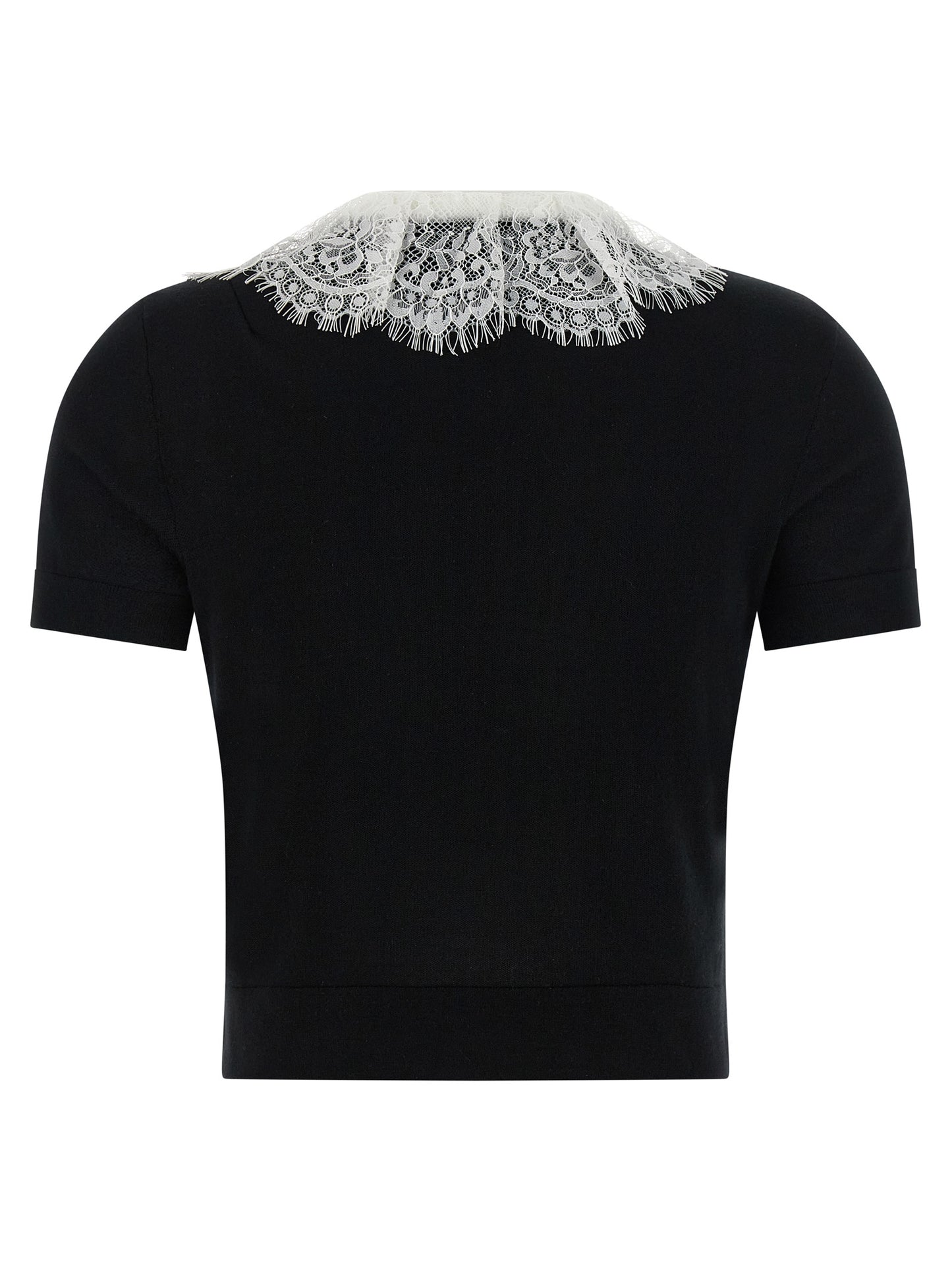 Blouse by Self-Portrait for women in wool bicolour, black & white showcases a sharp silhouette, elegantly detailed with a sharp and sharp .