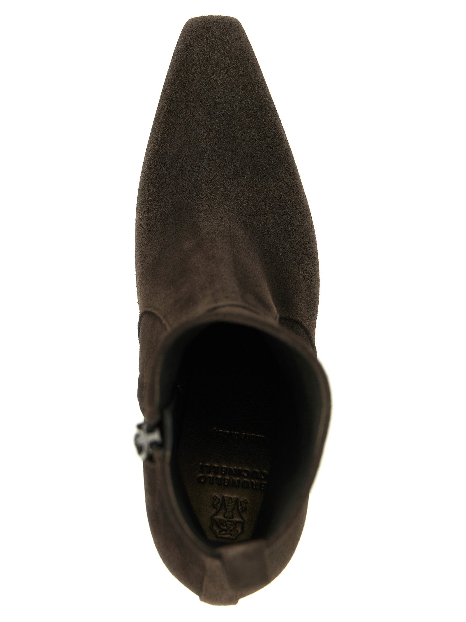 Ankle Boots by Brunello Cucinelli for women in bos taurus suede calfskin leather brown features an enchanting design from the Monile Women's Bos Taurus Suede Calfskin Leather Ankle Boots collection, highlighting a enchanting and square toe style for a refined look.