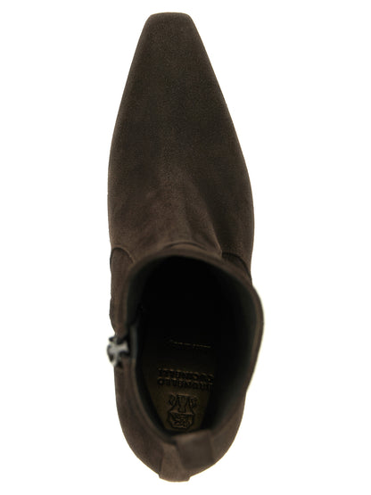 Ankle Boots by Brunello Cucinelli for women in bos taurus suede calfskin leather brown features an enchanting design from the Monile Women's Bos Taurus Suede Calfskin Leather Ankle Boots collection, highlighting a enchanting and square toe style for a refined look.