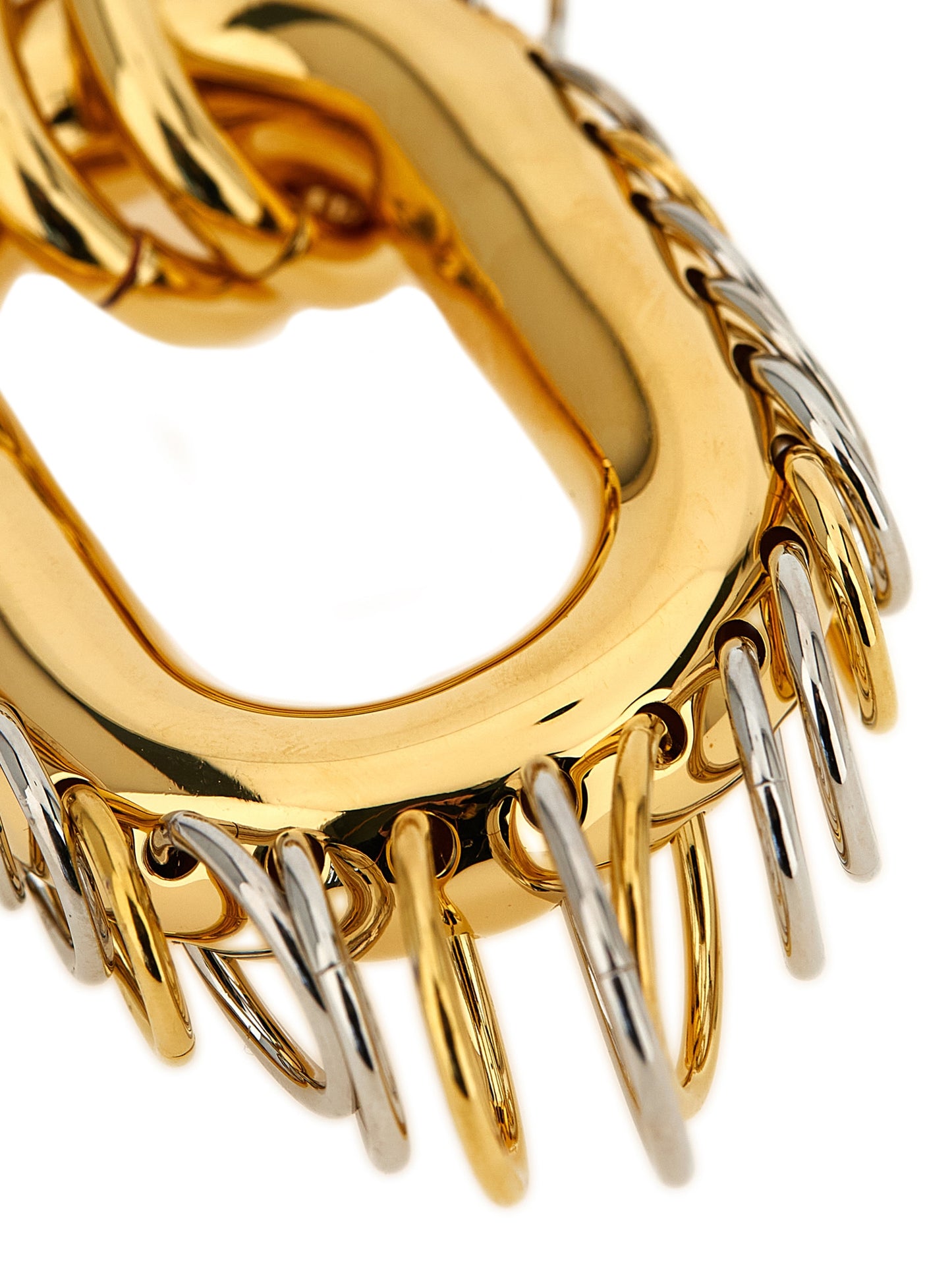 Necklace by Paco Rabanne for women in stretch poly cotton and gold showcases a radiant silhouette, artfully capturing the elegance of Women's Gold Aluminium & Brass Necklace through its intricate chain pendant statement necklace design.