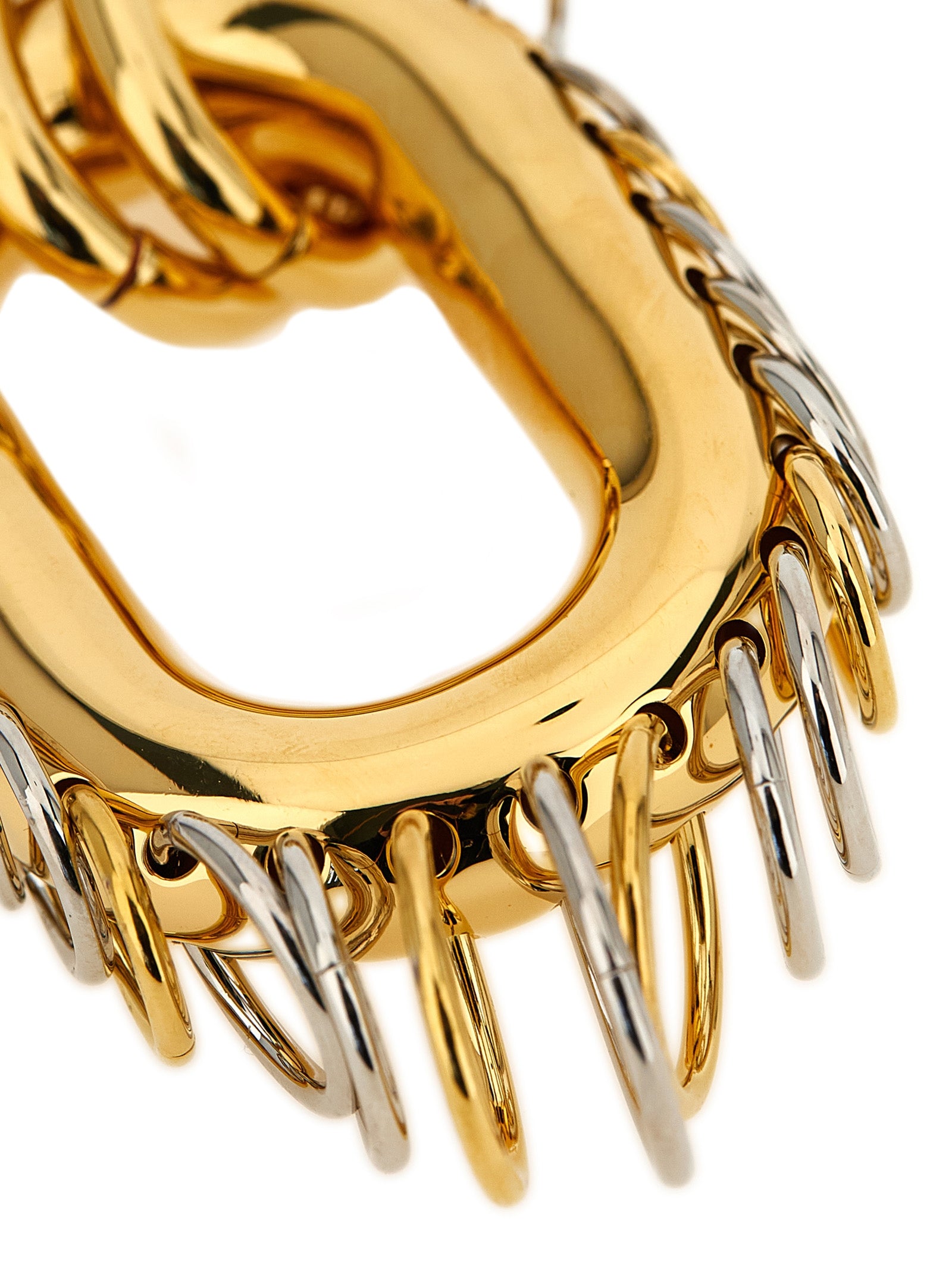 Necklace by Paco Rabanne for women in stretch poly cotton and gold showcases a radiant silhouette, artfully capturing the elegance of Women's Gold Aluminium & Brass Necklace through its intricate chain pendant statement necklace design.