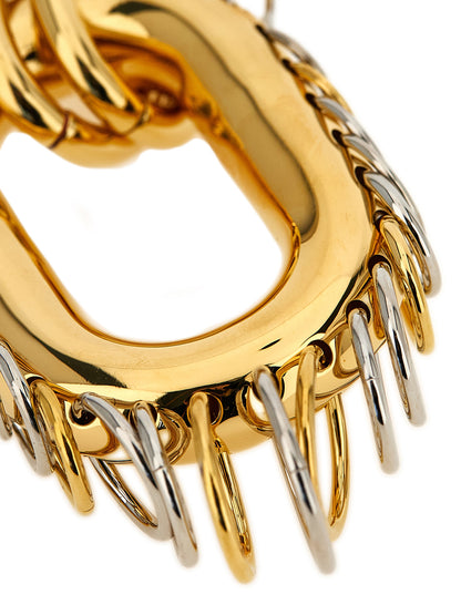 Necklace by Paco Rabanne for women in stretch poly cotton and gold showcases a radiant silhouette, artfully capturing the elegance of Women's Gold Aluminium & Brass Necklace through its intricate chain pendant statement necklace design.