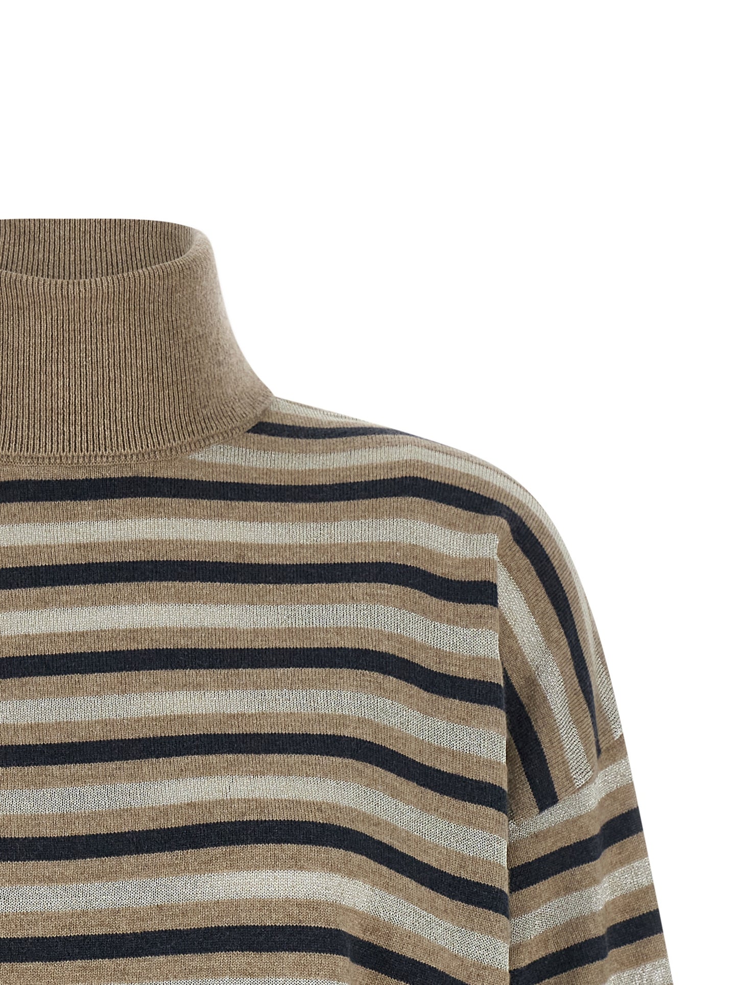 Cardigan by Brunello Cucinelli for women in silk cashmere virgin wool multicolor & striped features an impeccable silhouette, showcasing a sophisticated and detail for a truly impeccable finish.