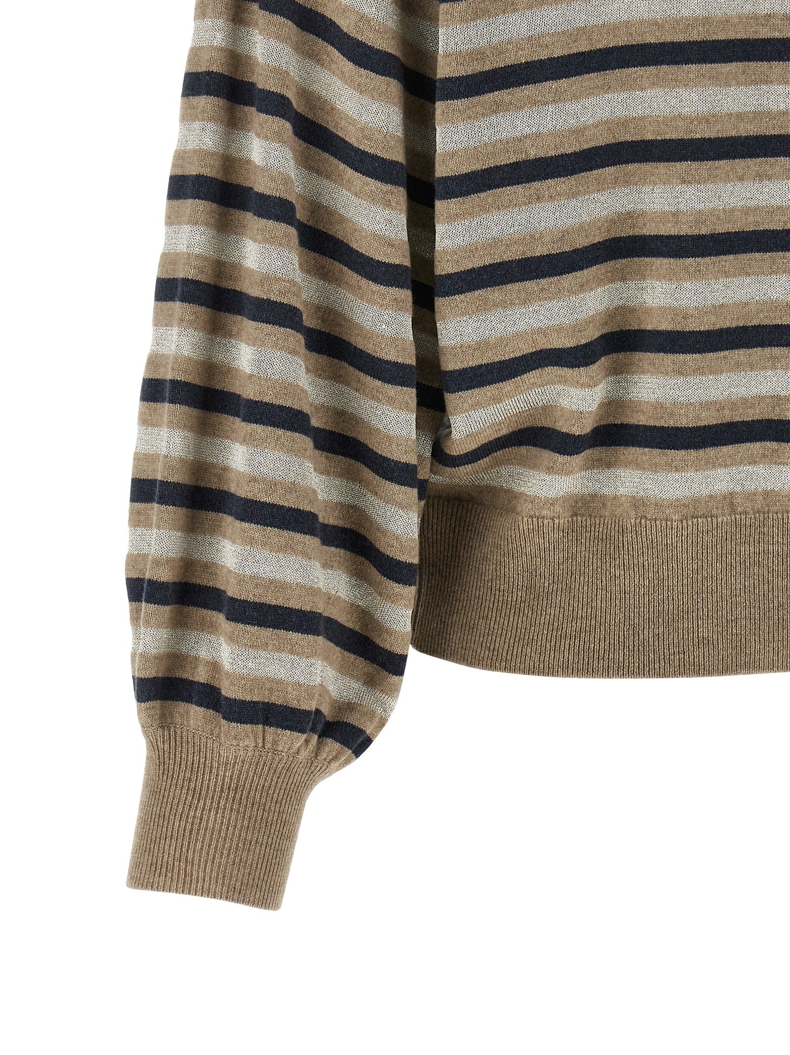Cardigan by Brunello Cucinelli for women in silk cashmere virgin wool multicolor & striped showcases a captivating silhouette, artfully detailed with a captivating and for a truly sophisticated captivating look.
