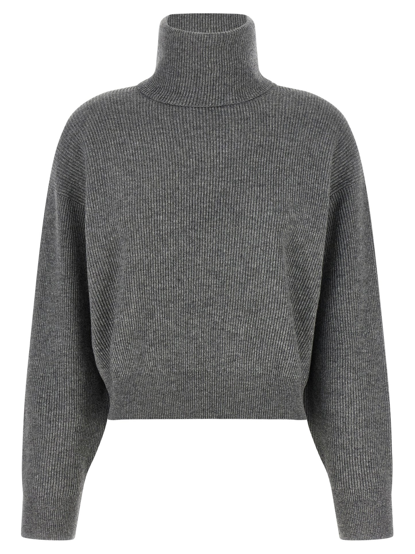 Cardigan by Brunello Cucinelli for women in silk cashmere virgin wool gray & signature showcases a luxurious silhouette, meticulously detailed with a sophisticated wrap neckline and long-sleeve for a refined finish.