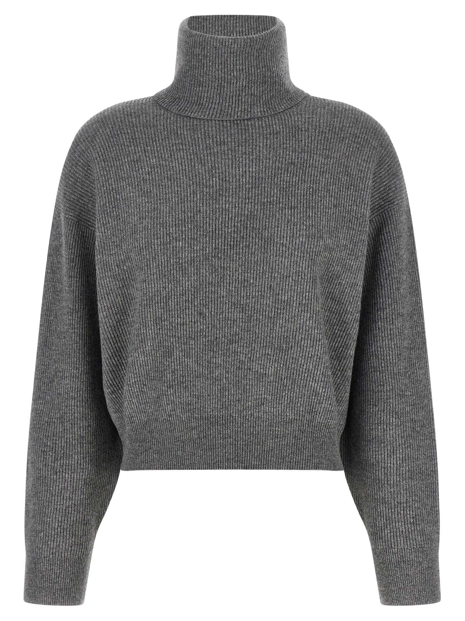 Cardigan by Brunello Cucinelli for women in silk cashmere virgin wool gray & signature showcases a luxurious silhouette, meticulously detailed with a sophisticated wrap neckline and long-sleeve for a refined finish.