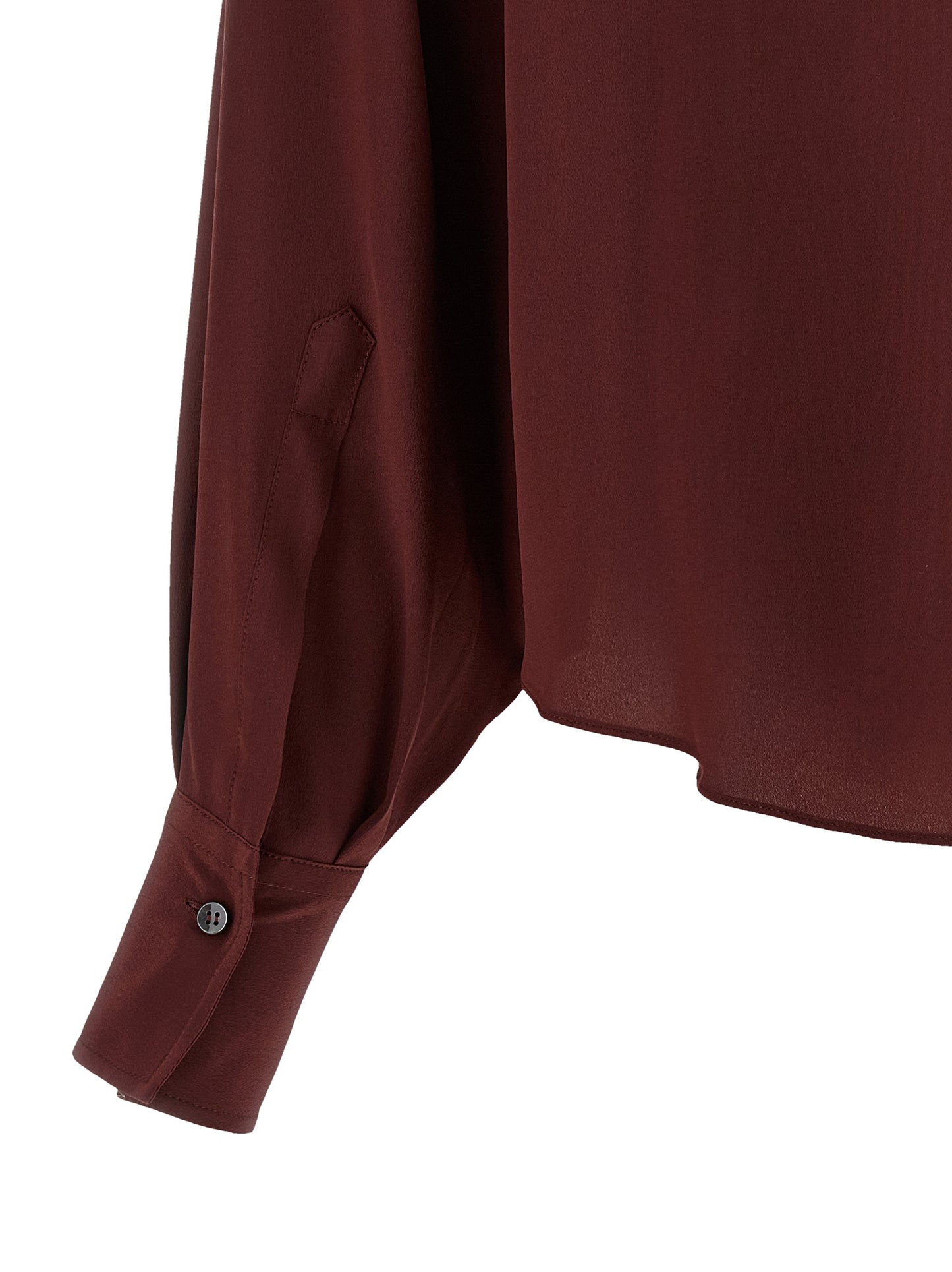 Blouse by Brunello Cucinelli for women in silk bordeaux showcases a sharp silhouette, elegantly detailed with a sharp and sharp .