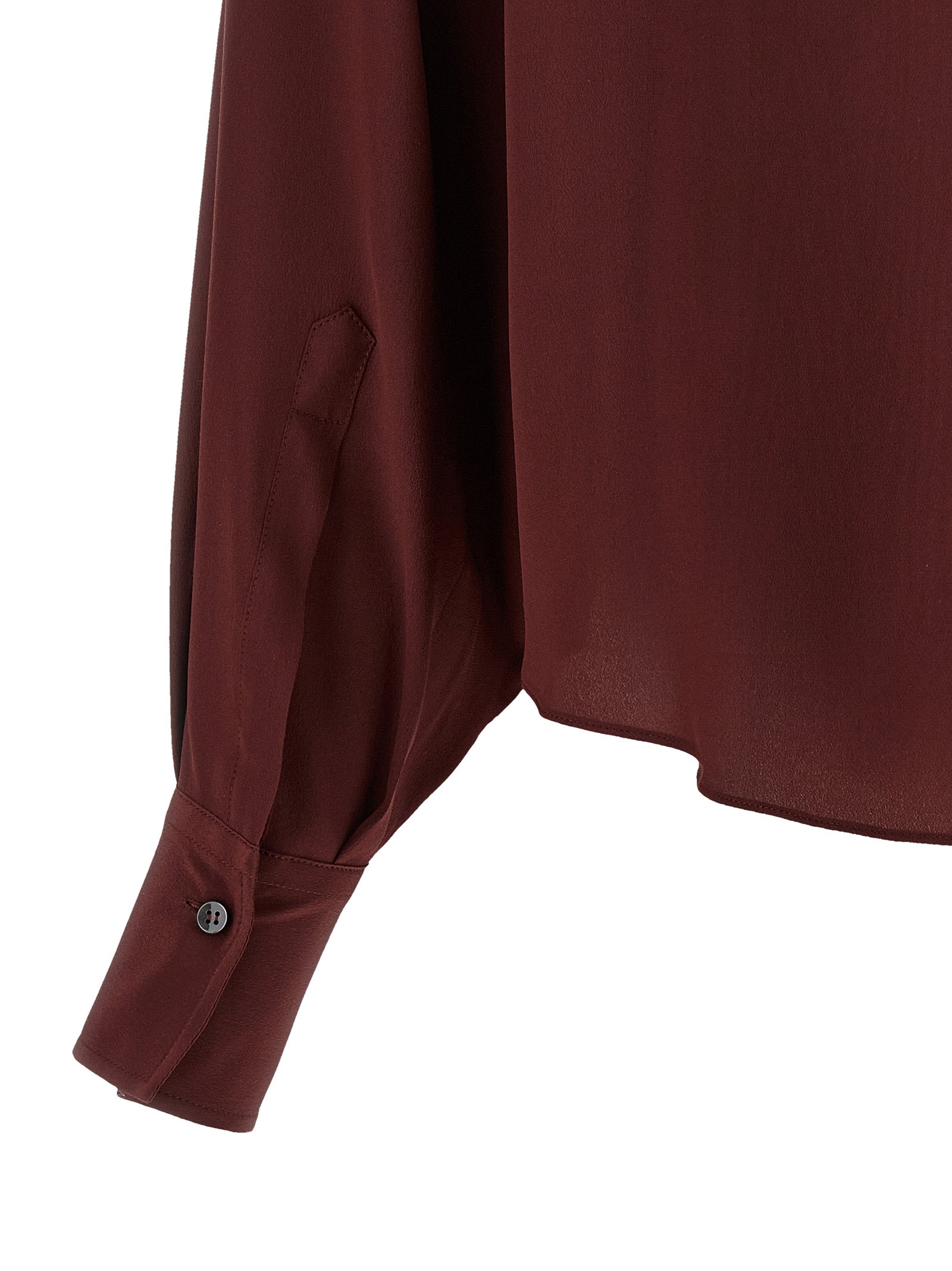 Blouse by Brunello Cucinelli for women in silk bordeaux showcases a sharp silhouette, elegantly detailed with a sharp and sharp .