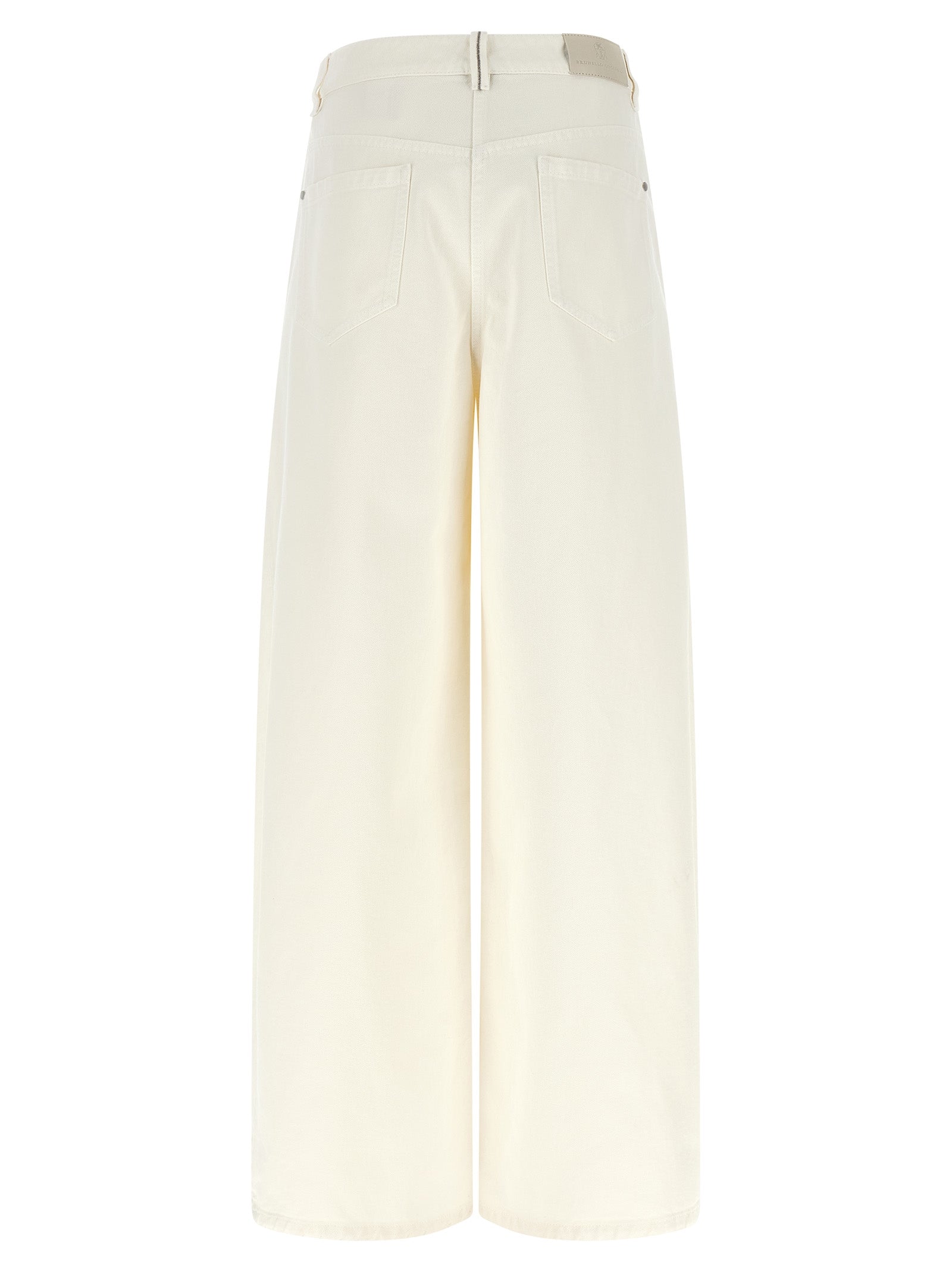 Jeans by Brunello Cucinelli for women in cotton denim white features an sophisticated high rise and relaxed-fit & wide with a precise long, creating a sophisticated and sophisticated silhouette.