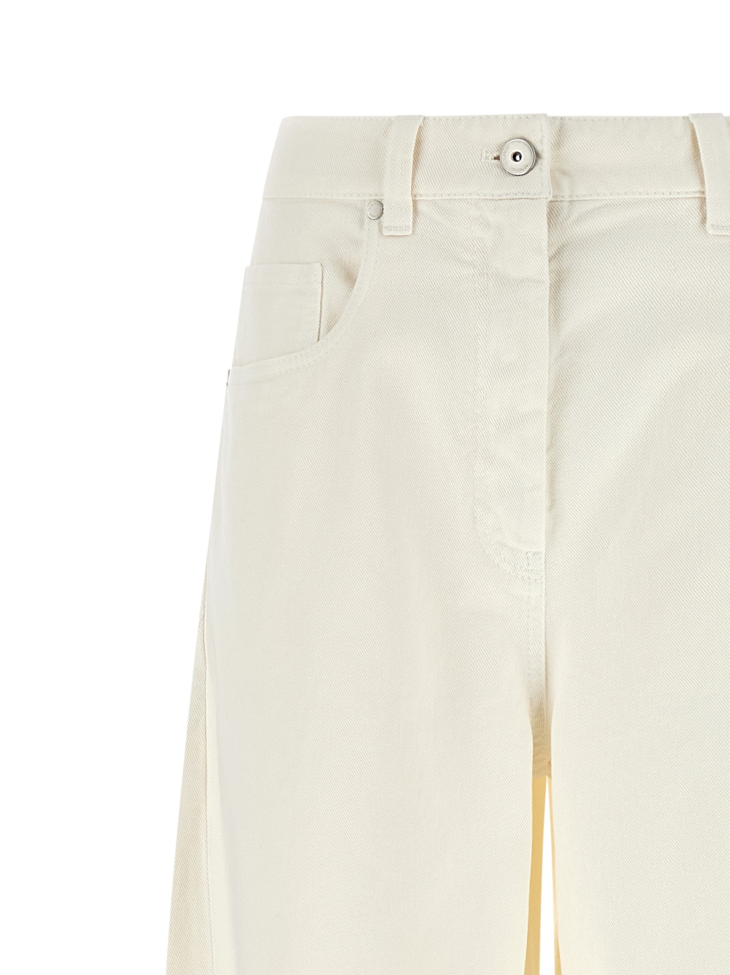 Jeans by Brunello Cucinelli for women in cotton denim white features a refined silhouette with a refined relaxed-fit & wide, defined by a high rise and a refined long for a refined finish.