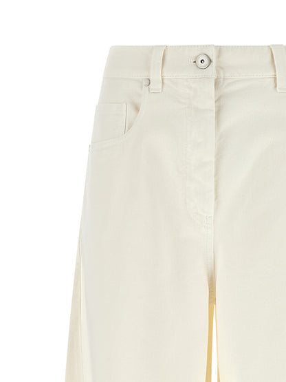 Jeans by Brunello Cucinelli for women in cotton denim white features a refined silhouette with a refined relaxed-fit & wide, defined by a high rise and a refined long for a refined finish.