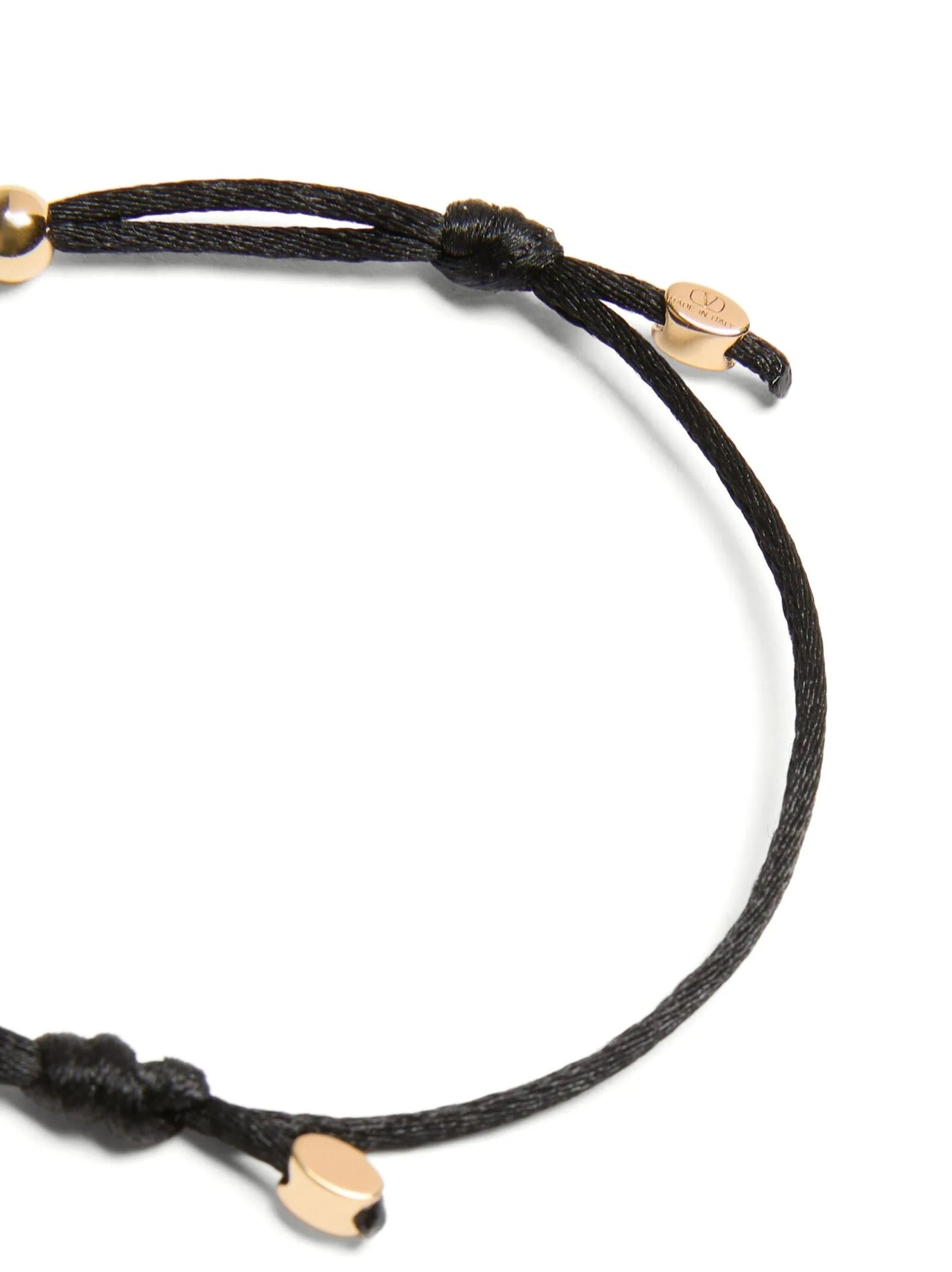 Bracelet by Valentino Garavani for women in nubuck & suede lamb leather black features an svelte silhouette, showcasing the svelte cord bracelet design of the V Logo Women's Cord Polyester Leather & Rhinestone Bracelet for a sophisticated, svelte look.