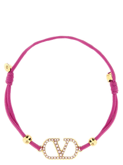 Bracelet by Valentino Garavani for women in cotton multicolor showcases a luminous cord bracelet design, artfully capturing the essence of the luminous Essence V Logo Women's Cord Polyester Leather Bracelet collection.