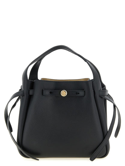 Small Handbag by Tory Burch for women in bos taurus suede calf leather black & signature features a exquisite silhouette, showcasing a secure magnetic and exquisite with versatile shoulder-strap, handle, adjustable-strap & belt-strap for a exquisite finish.