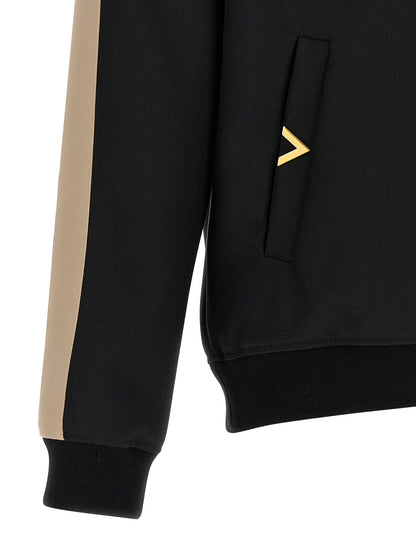 Sweatshirt by Valentino Garavani for men in polyester black & signature presents a smart casual silhouette, featuring a smart casual and for a sophisticated look.