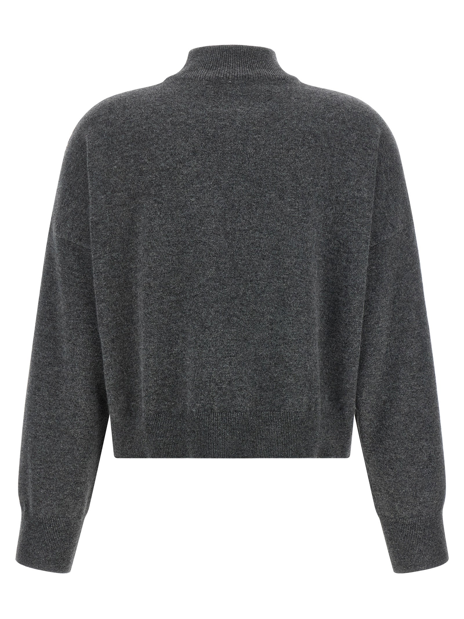Cardigan by Brunello Cucinelli for women in cashmere & sequins gray & patterned presents a textural silhouette, artfully finished with a textural turtle neckline and for a sophisticated, textural look.