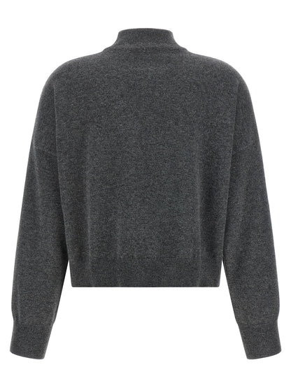 Cardigan by Brunello Cucinelli for women in cashmere & sequins gray & patterned presents a textural silhouette, artfully finished with a textural turtle neckline and for a sophisticated, textural look.