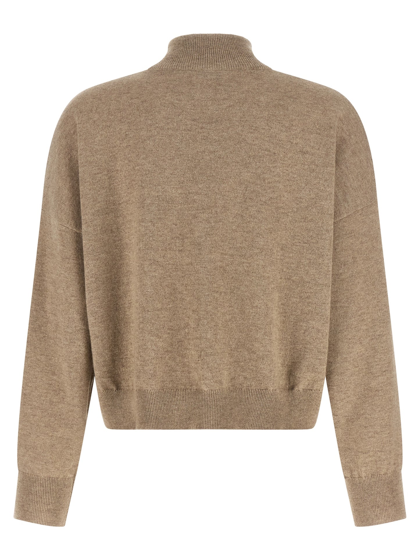 Cardigan by Brunello Cucinelli for women in cashmere & sequins beige & patterned features a nuanced silhouette with a refined turtle neckline and nuanced detailing for a sophisticated look.