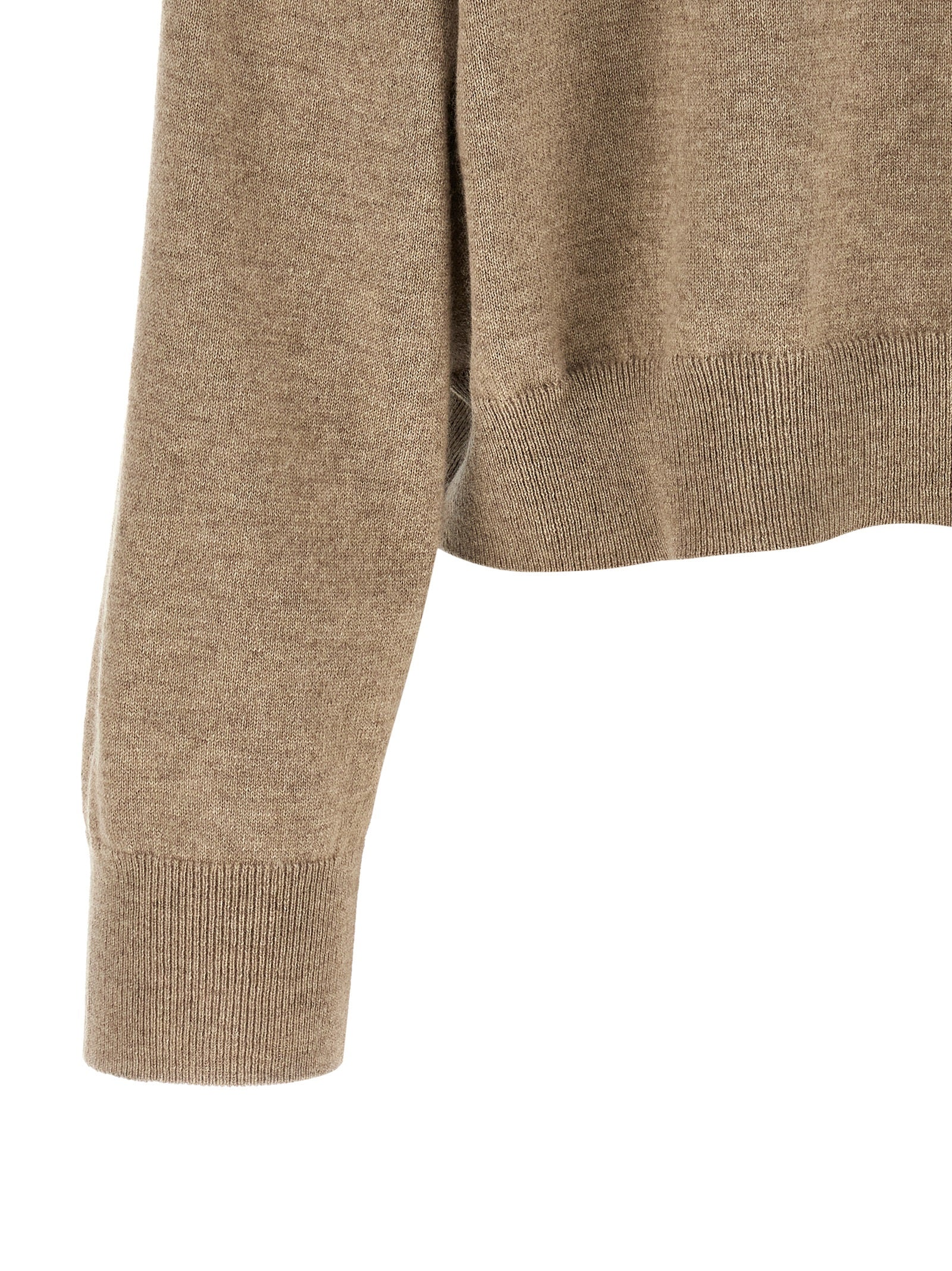 Cardigan by Brunello Cucinelli for women in cashmere & sequins beige & patterned features an crisp silhouette, showcasing a sophisticated turtle neckline and detail for a truly crisp finish.