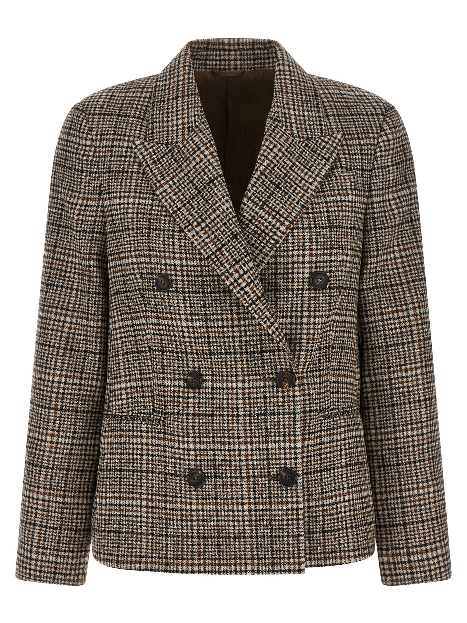 Blazer by Brunello Cucinelli for women in alpaca wool cashmere polyamide leather beige features an crisp silhouette with sophisticated and a crisp for a truly crisp finish.