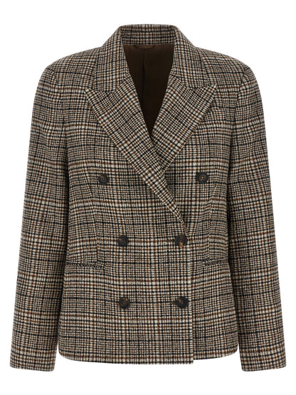 Blazer by Brunello Cucinelli for women in alpaca wool cashmere polyamide leather beige features an crisp silhouette with sophisticated and a crisp for a truly crisp finish.