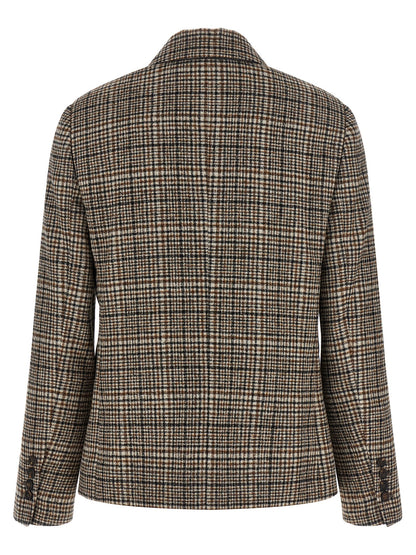 Blazer by Brunello Cucinelli for women in alpaca wool cashmere polyamide leather beige showcases a discerning silhouette, elegantly detailed with a sophisticated and premium for a truly discerning finish.