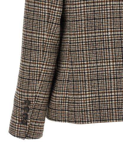 Blazer by Brunello Cucinelli for women in alpaca wool cashmere polyamide leather beige features an stylish silhouette, showcasing a sophisticated and stylish for a truly stylish finish.