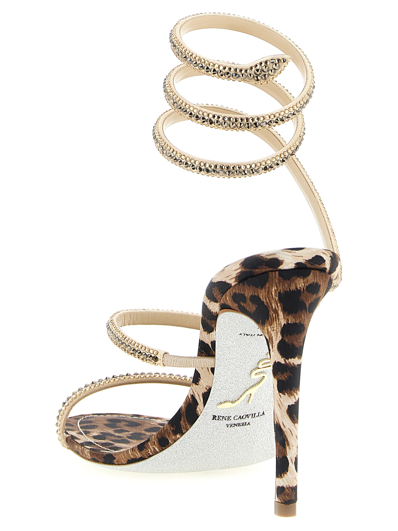 Stiletto Sandals by RENE CAOVILLA for women in multicolor & print features an architectural design from the Women's Silk Satin Viscose & Leather Stiletto Sandals collection, defined by a architectural stiletto and for a architectural finish.