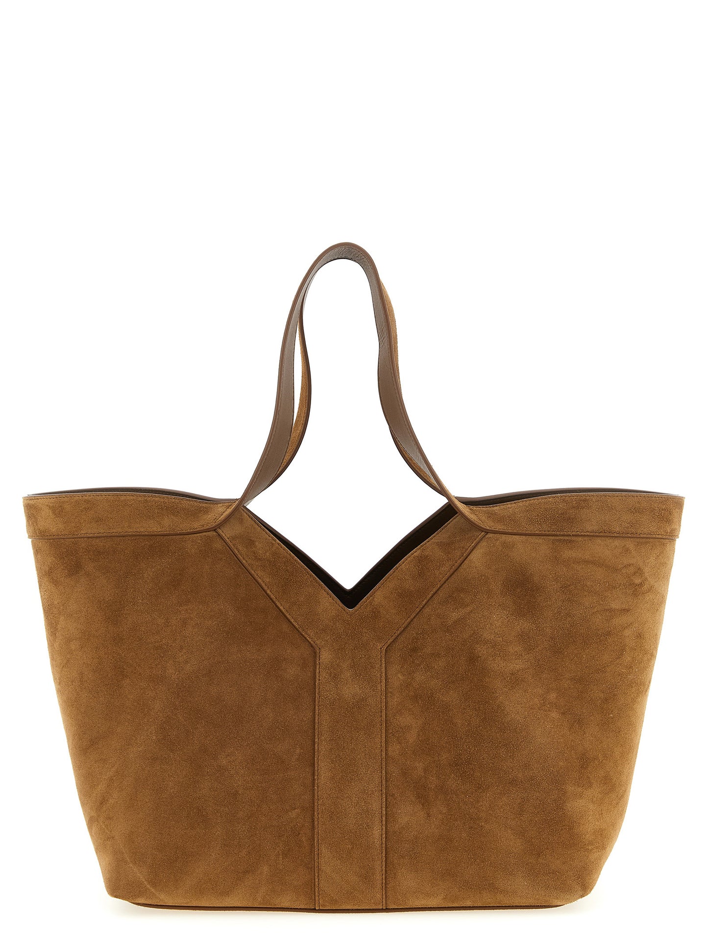 This Small Tote Bag by Saint Laurent for women in plush suede calfskin leather brown & signature features an on trend Plush Suede Calfskin Leather Small Tote Bag design with a secure snap & hook, ample , and on trend handle.