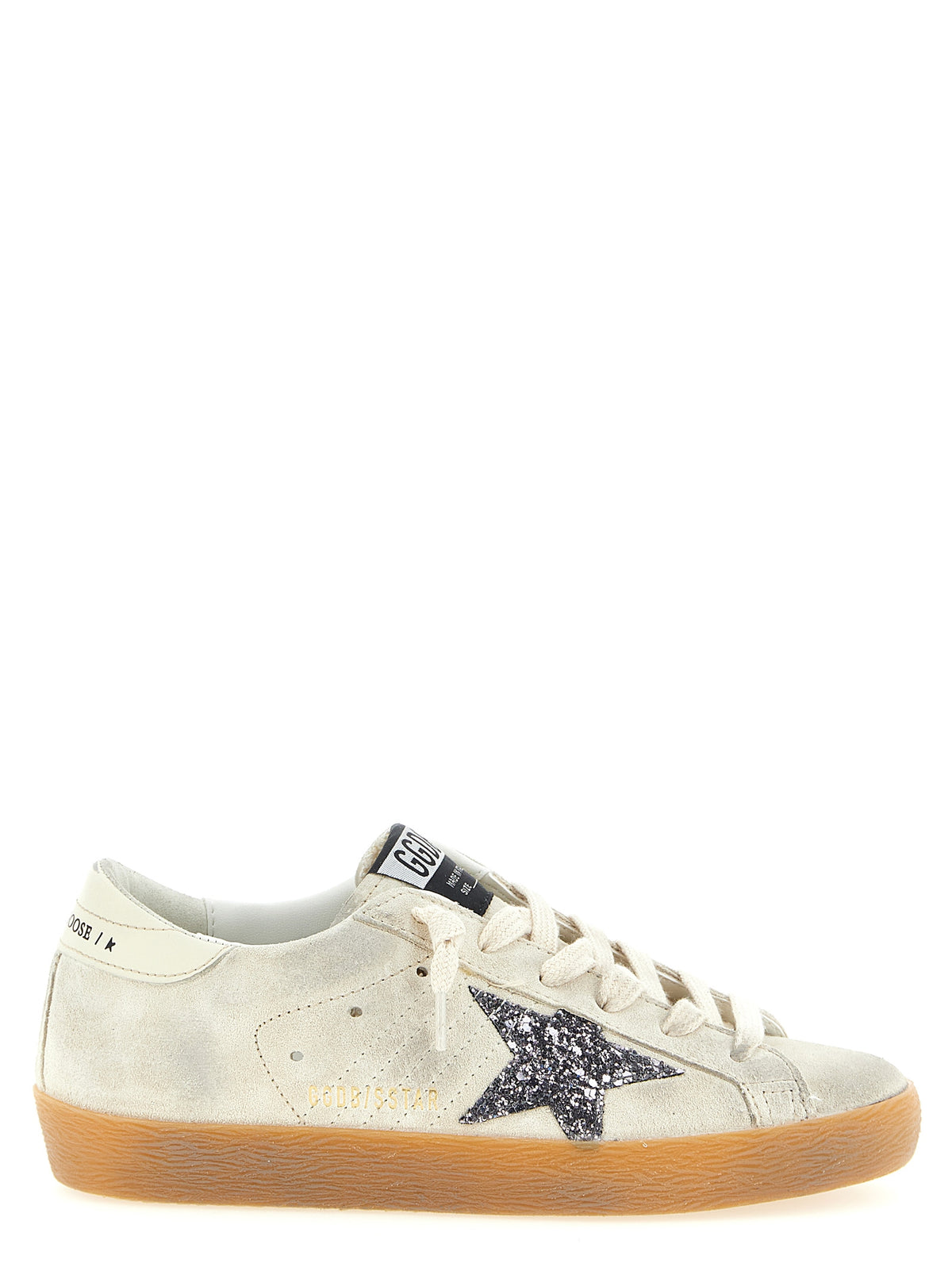 Golden Goose Star Women's Fashion Nylon Poly Cotton Suede Leather Sneakers - White Print