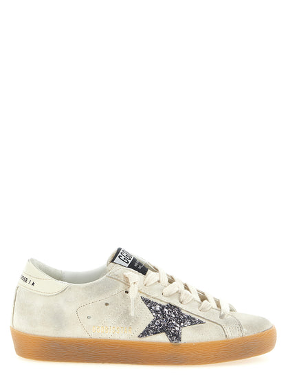 Golden Goose Star Women's Fashion Nylon Poly Cotton Suede Leather Sneakers - White Print