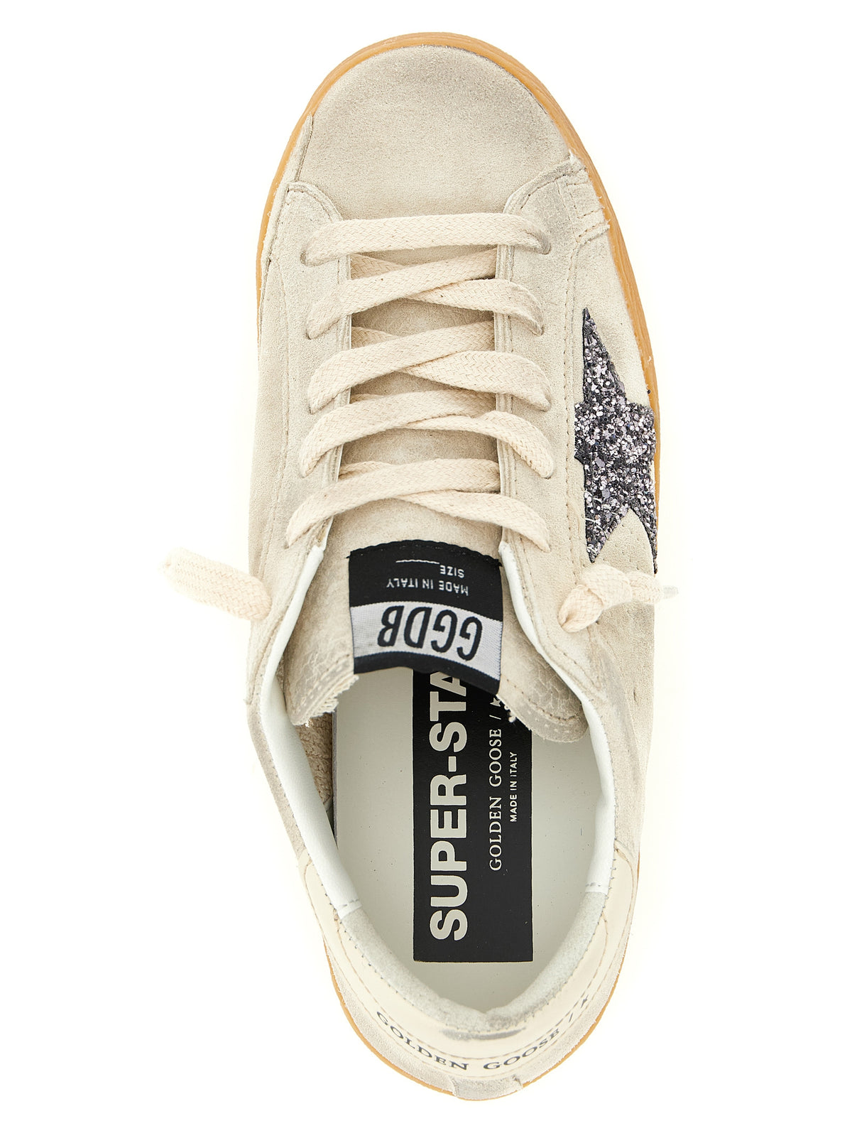 Golden Goose Star Women's Fashion Nylon Poly Cotton Suede Leather Sneakers - White Print
