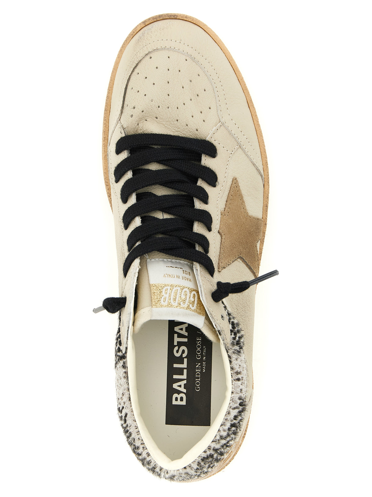 Golden Goose Pony Punch Star Women's Low Top Nappa & Suede Goatskin Leather Sneakers - Animal Beige Print