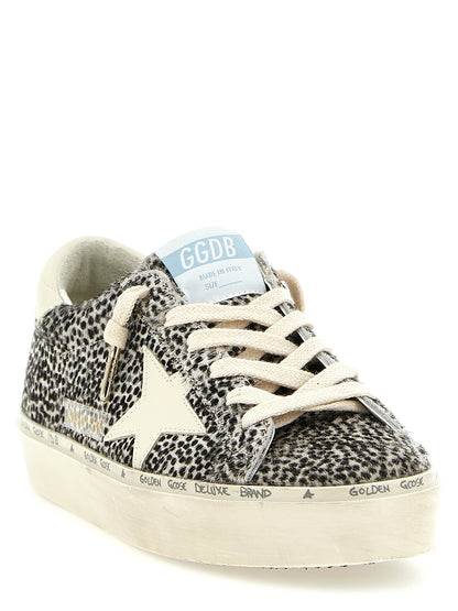 Sneakers by Golden Goose for women in cowhide leather bicolour, animal, black, white & print features an fashionable silhouette, showcasing the premium Pony Star Women's Fashion Cowhide Leather Sneakers in a fashionable fashion style that offers a fashionable finish for refined style.