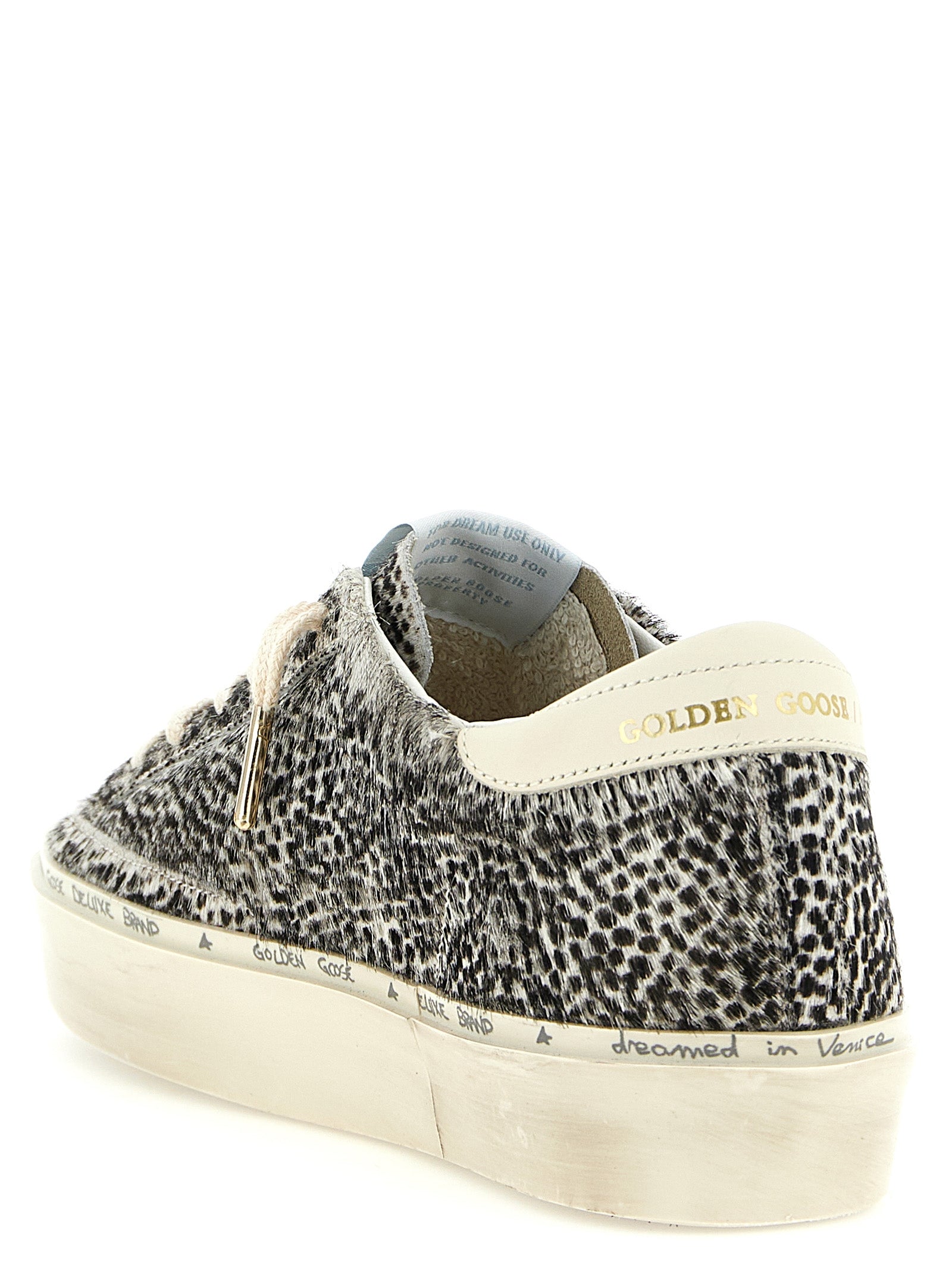 Sneakers by Golden Goose for women in cowhide leather bicolour, animal, black, white & print features a chic design, perfectly showcasing the chic fashion style of this Pony Star Women's Fashion Cowhide Leather Sneakers.
