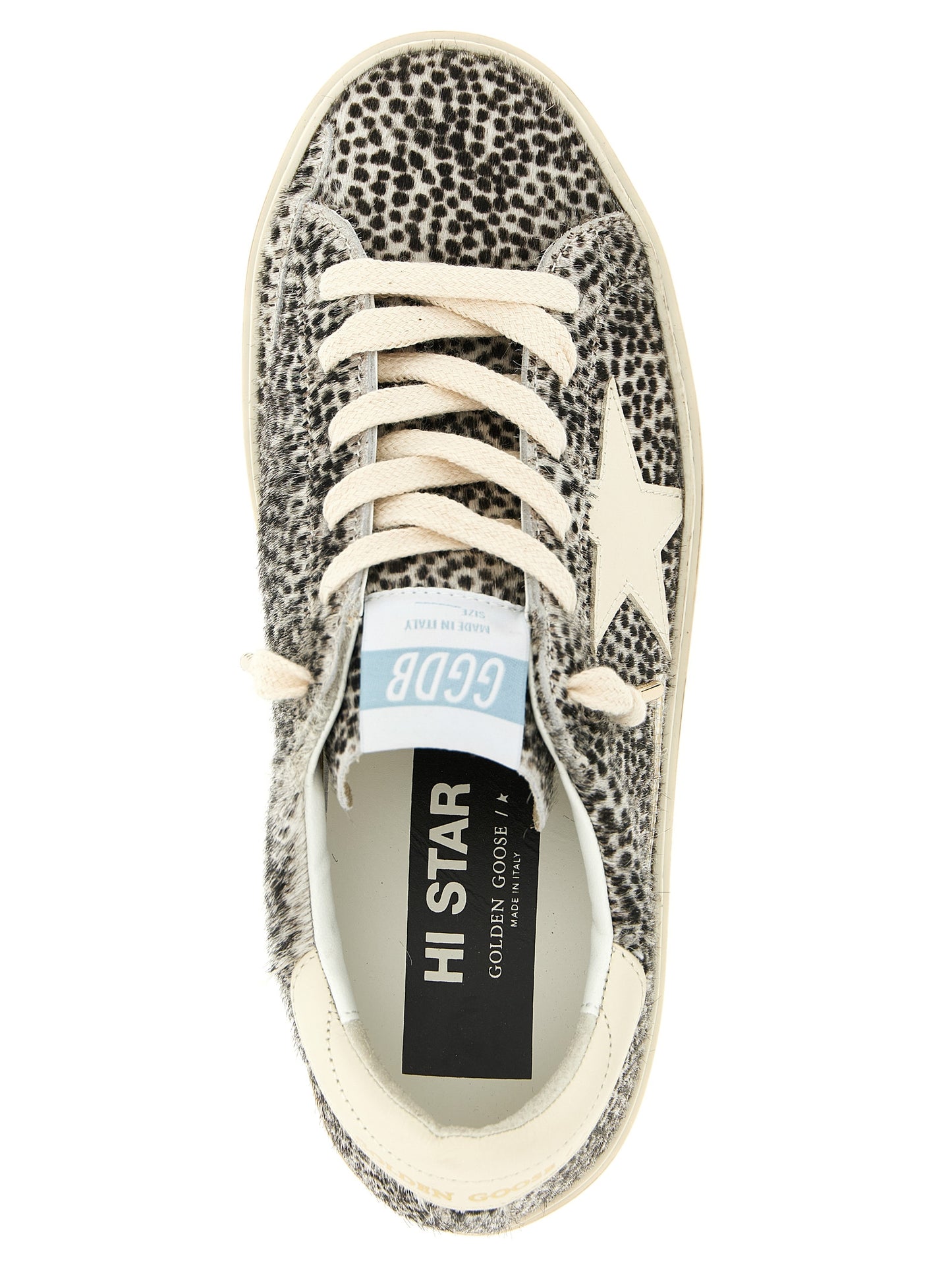 Sneakers by Golden Goose for women in cowhide leather bicolour, animal, black, white & print presents a impeccable silhouette as Pony Star Women's Fashion Cowhide Leather Sneakers, expertly defined by a impeccable fashion style for a impeccable, high-fashion look.