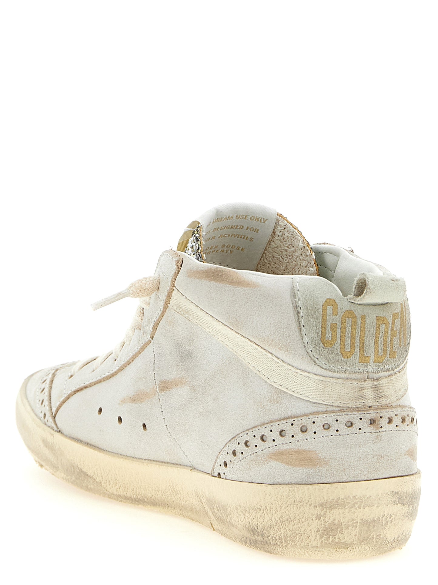 Sneakers by Golden Goose for women in polyester nappa leather & cotton beige & print features an timeless silhouette from the Ribbon Star Women's High Top Polyester Nappa Leather & Cotton Sneakers collection, showcasing a signature high-top style with an timeless finish.
