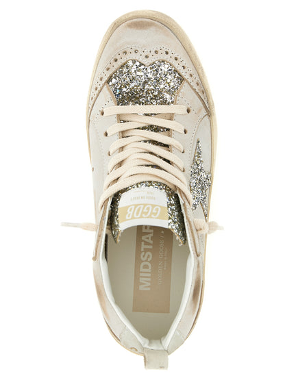 Sneakers by Golden Goose for women in polyester nappa leather & cotton beige & print features an versatile design from the Ribbon Star Women's High Top Polyester Nappa Leather & Cotton Sneakers collection, highlighting a versatile high-top style for a premium, high-fashion look.