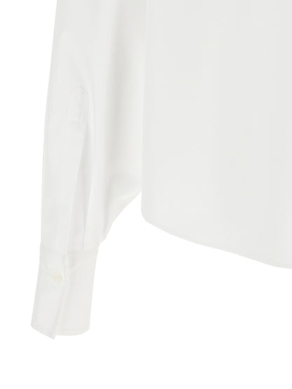 Blouse by Brunello Cucinelli for women in cotton white & signature features an architectural silhouette with a refined and elegant for a architectural look.