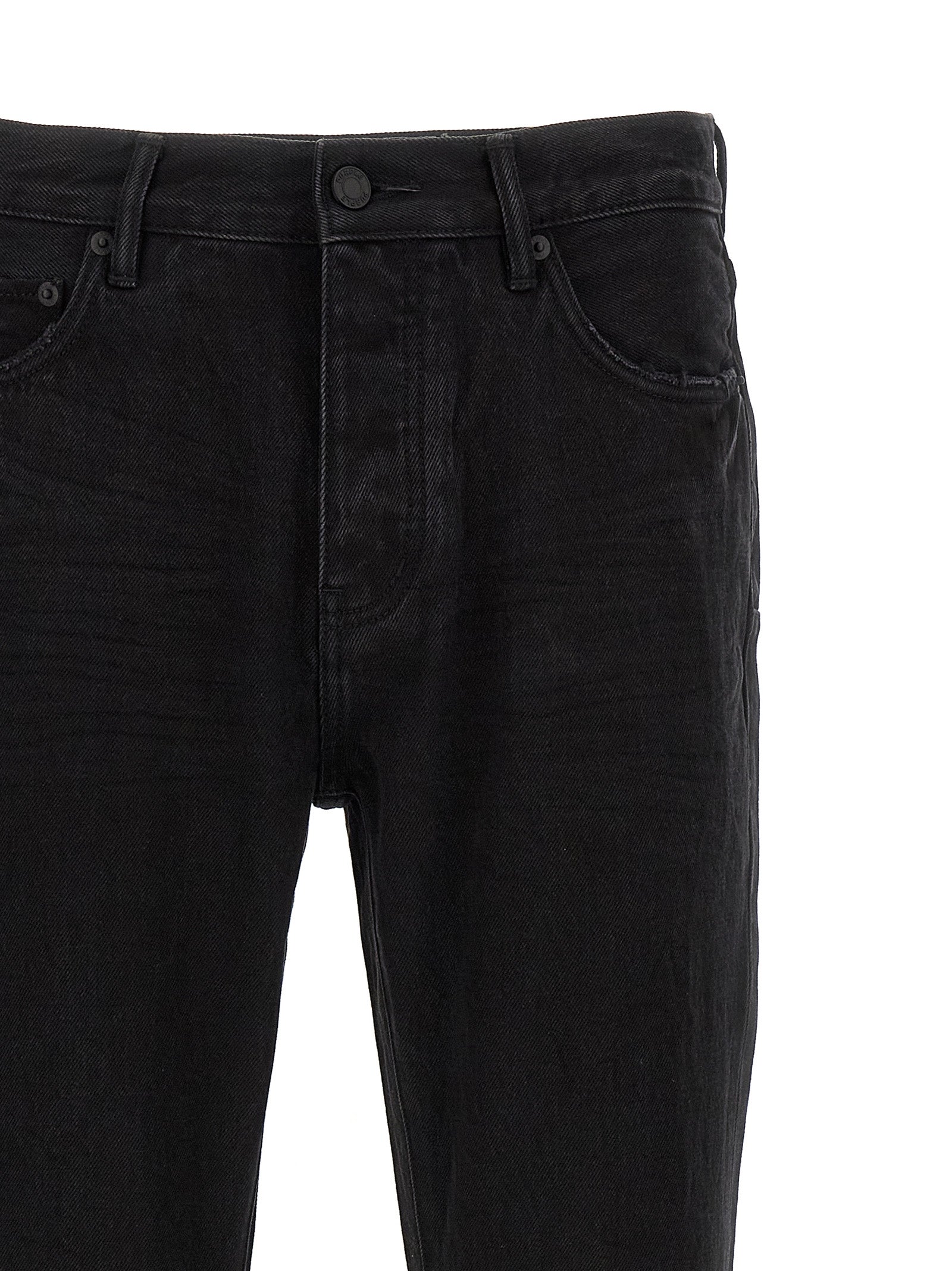 Jeans by PURPLE for men in denim cotton black & purple features a polished silhouette with a polished flared, reaching a polished long and finished with a polished mid rise.