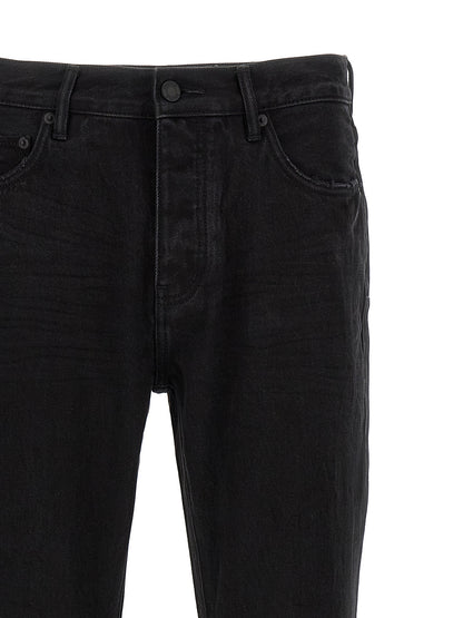 Jeans by PURPLE for men in denim cotton black & purple features a polished silhouette with a polished flared, reaching a polished long and finished with a polished mid rise.