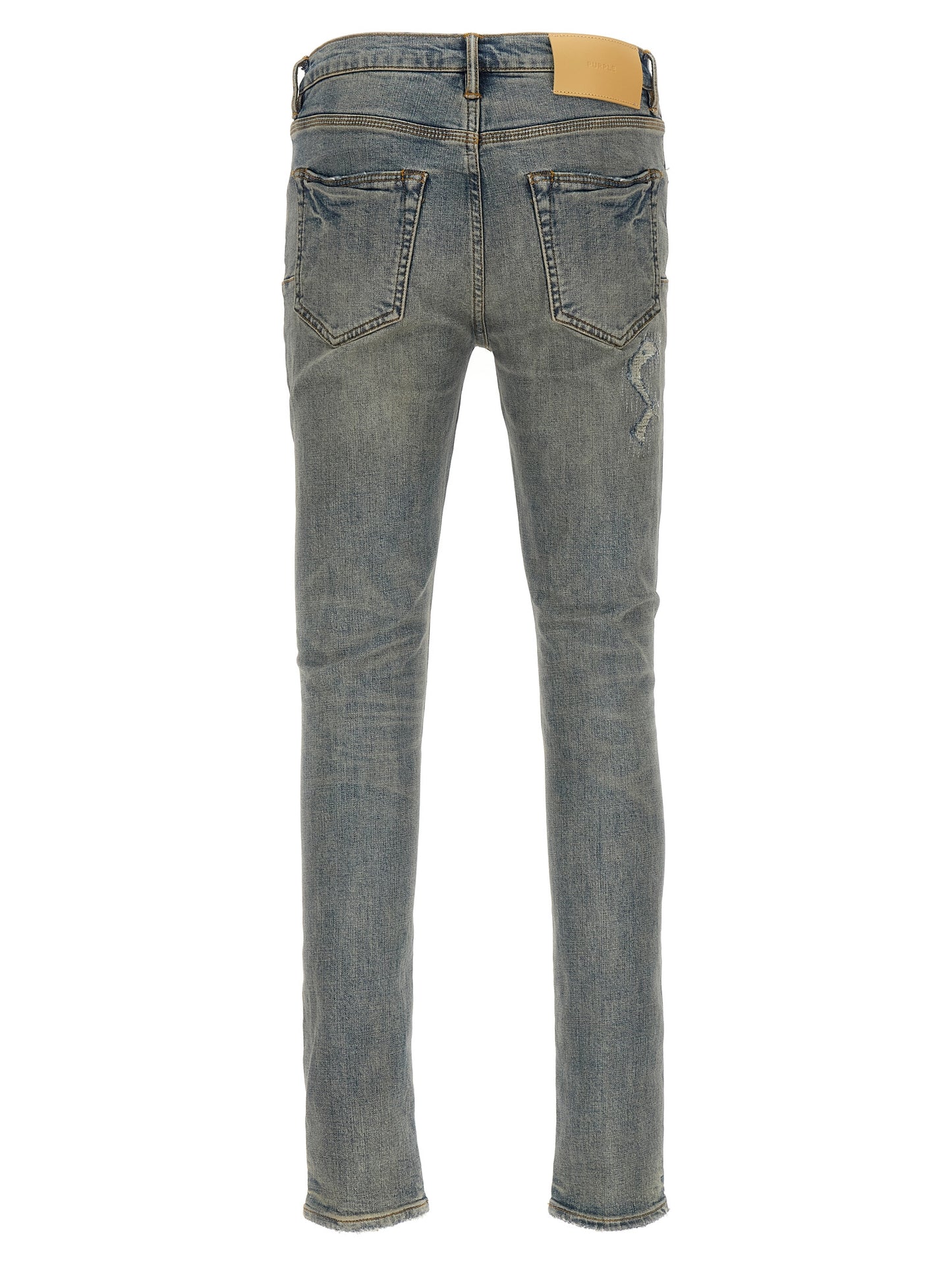 Jeans by PURPLE for men in stretch denim cotton light-blue, purple & signature presents a refined pantology silhouette, artfully defined by a refined pantology slim, long, and a sophisticated low rise.